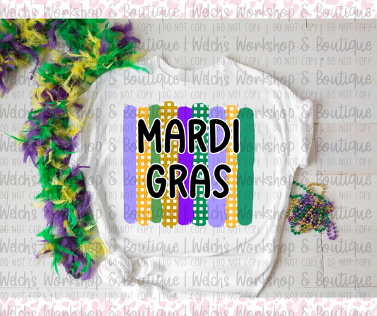 Mardi Gras Custom Gingham Brushstroke
