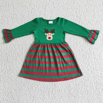 Red/Green Girl's Reindeer Dress
